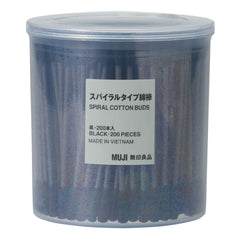 MUJI hisopos algodón negro espiral para limpieza precisa
