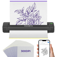 MUNBYN ITP06 frente de la impresora con impresión 300DPI para plantillas precisas.