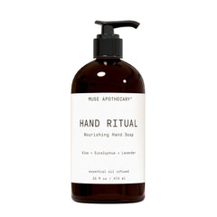 Muse Apothecary Hand Ritual: botella frontal, aroma suave para uso diario