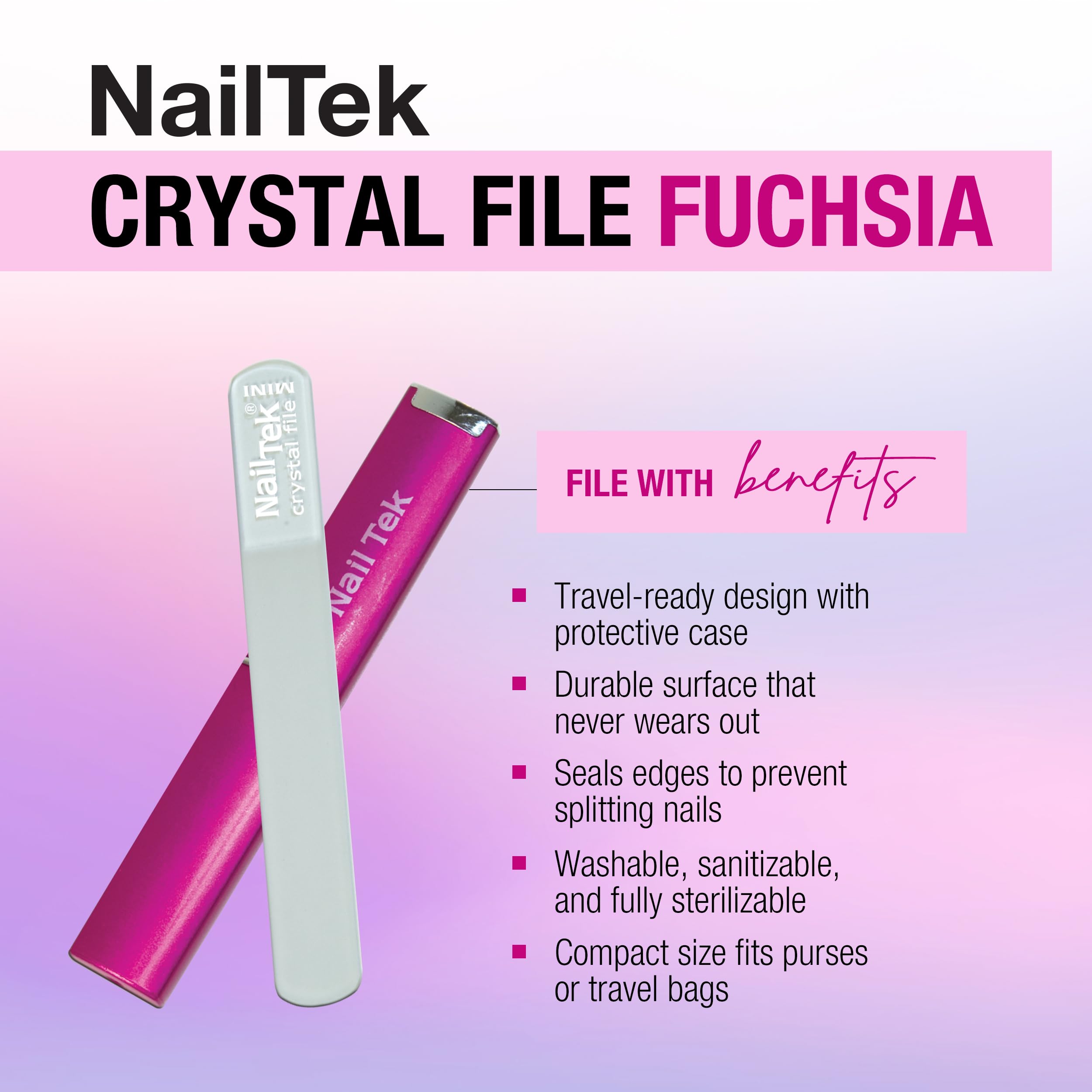 Lima cristal Nail Tek para uñas naturales, acabado preciso.