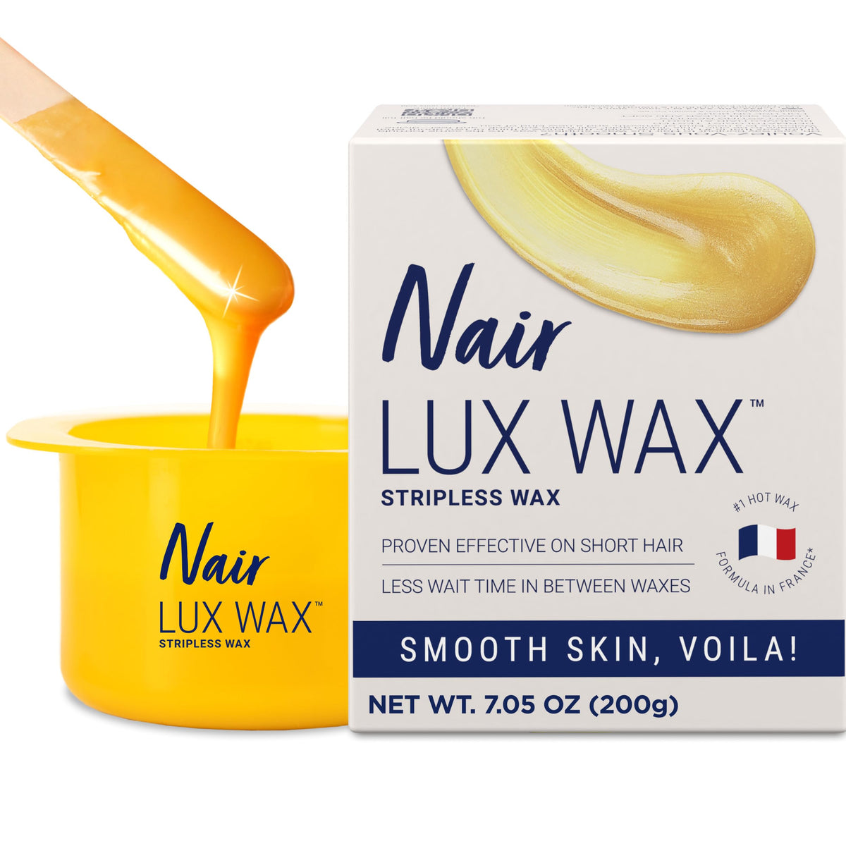 Nair Lux Wax en olla caliente, listo para depilar en casa