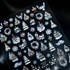 Namrec estampas uñas Navidad copo de nieve 5D para glamour invernal