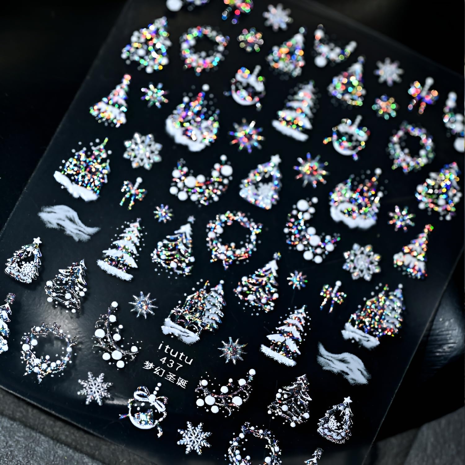Namrec estampas uñas Navidad estrella 5D aporta destellos elegantes