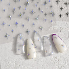 Namrec pegatinas estrella 5D uñas, aurora plata, acabado brillante para manicura.
