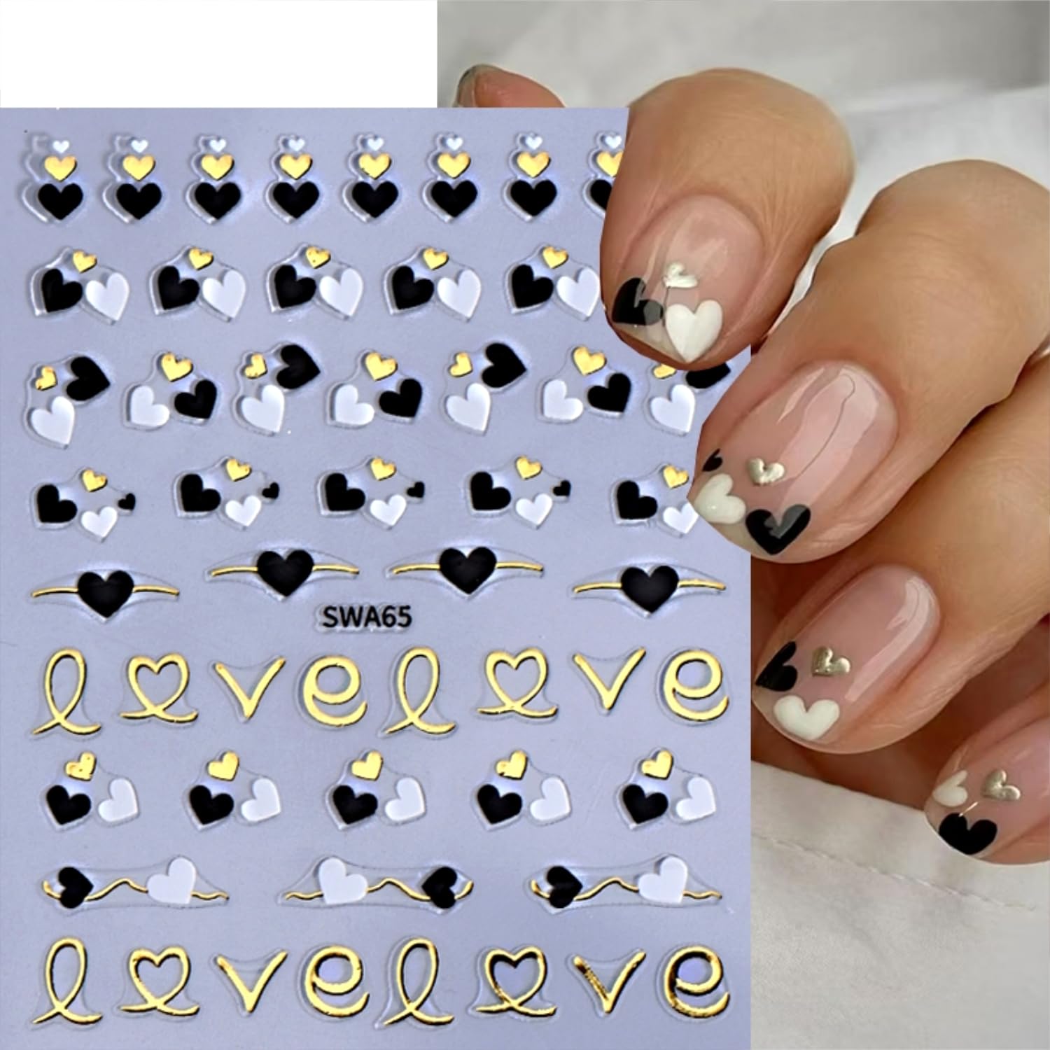 Namrec piezas doradas para uñas con corazones, brillo sutil para un toque glamoroso.