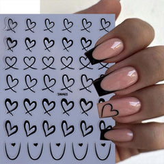 Namrec pegatinas para uñas en tonos rosa, blanco y negro, estilo San Valentín.