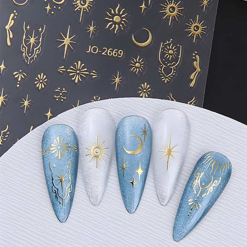 Namrec stickers 3D sol: brillo y relieve para uñas destacadas.
