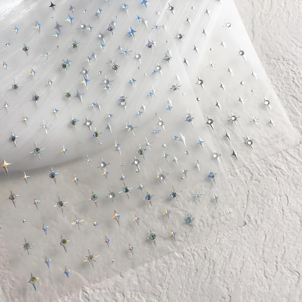 Namrec uñas con estrellas aurora plata, ideal para hazlo tú mismo.