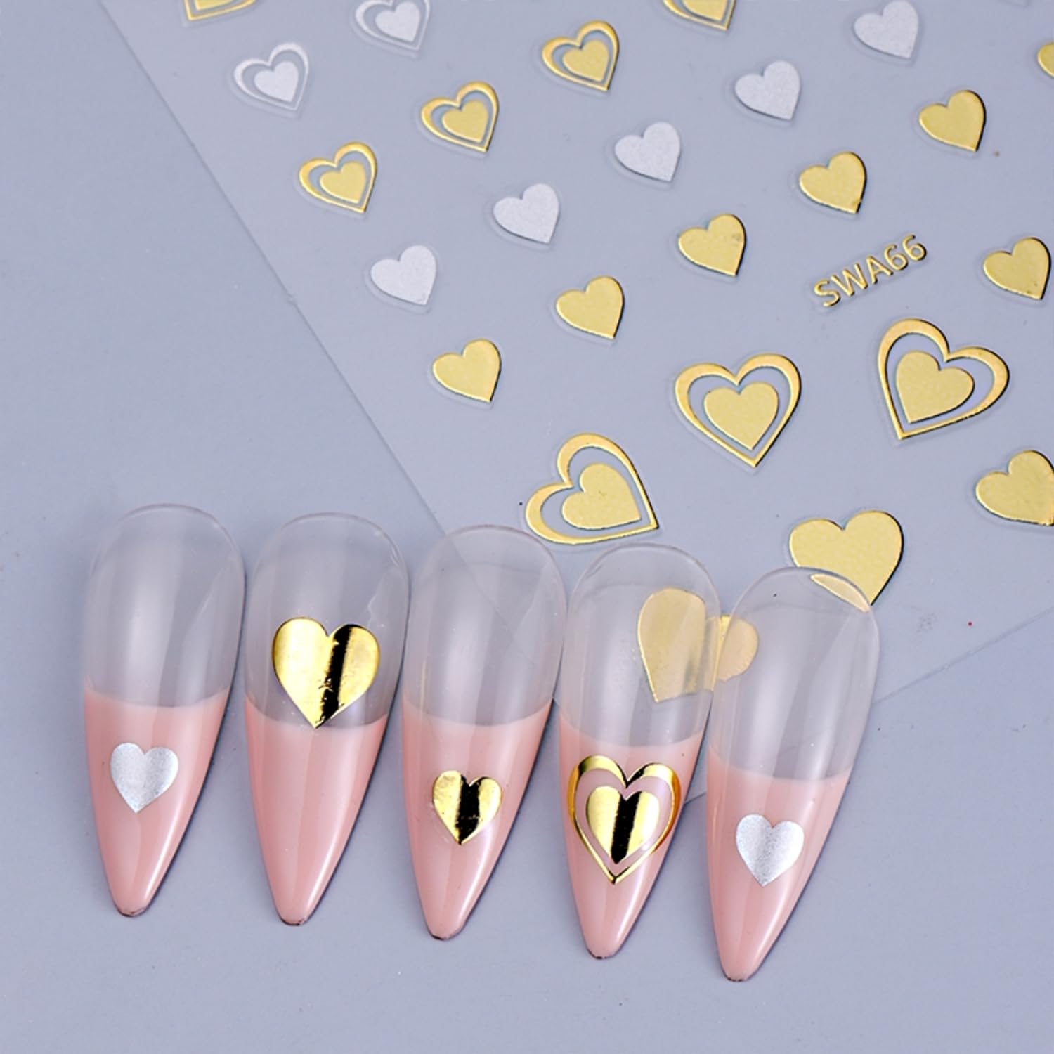 Namrec pegatinas de corazones para uñas, aptas para uso en casa o en salón.