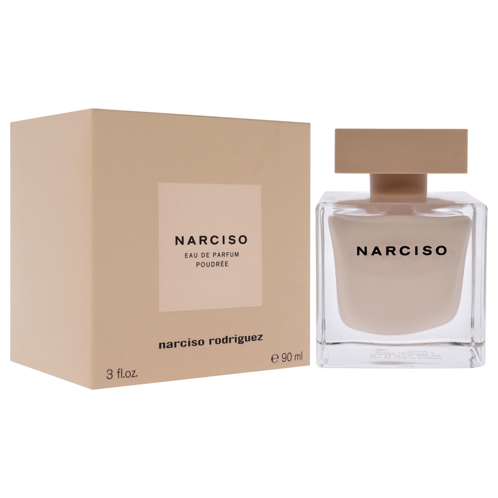 Narciso Rodriguez Narciso Poudree frasco trasero, diseño icónico y notas envolventes