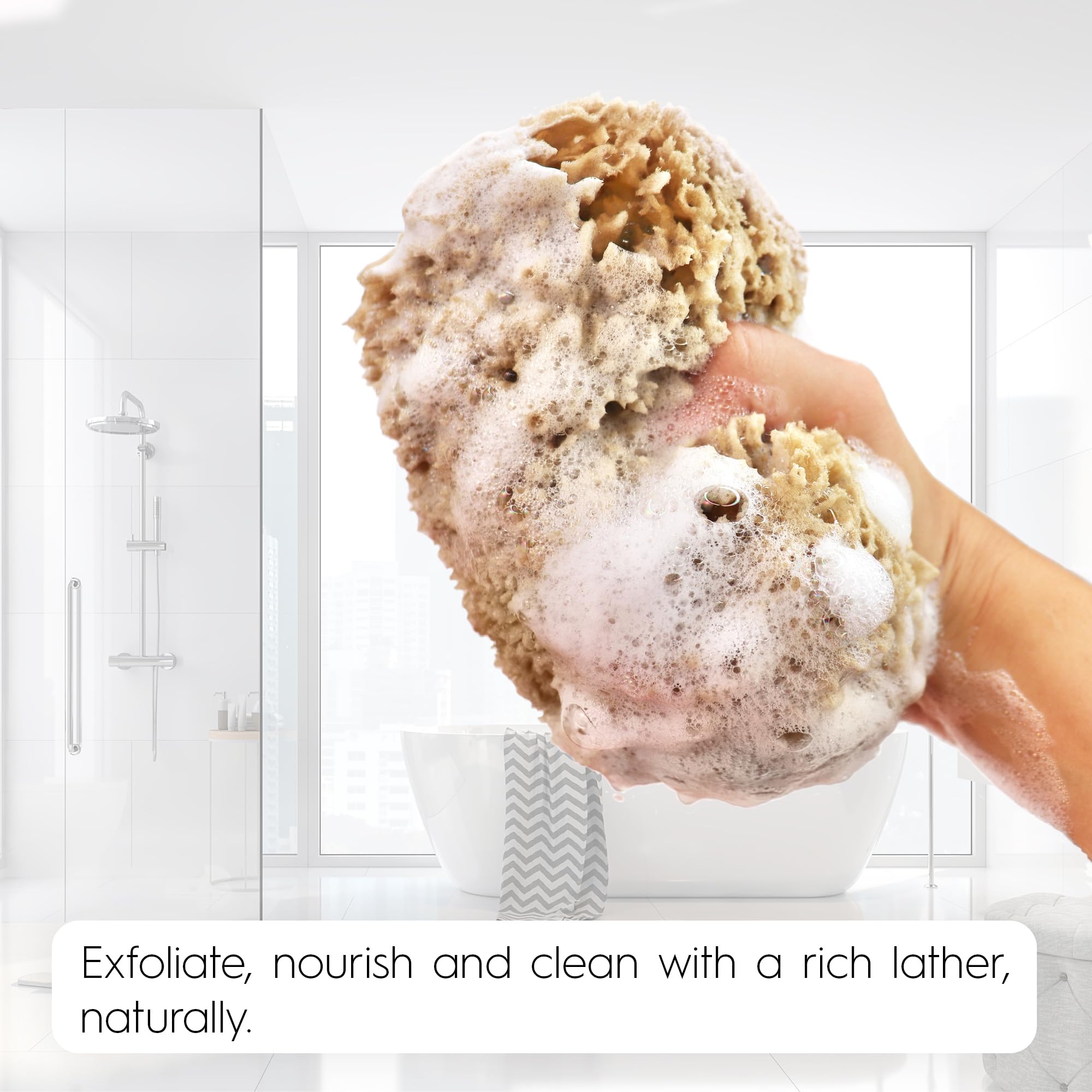 Esponja para baño Naroa, textura suave que mejora la experiencia de limpieza