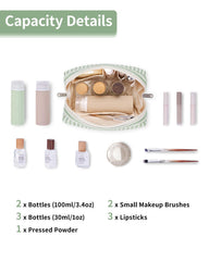 Narwey neceser rayas mint interior 5 bolsillos para ordenar cosméticos.