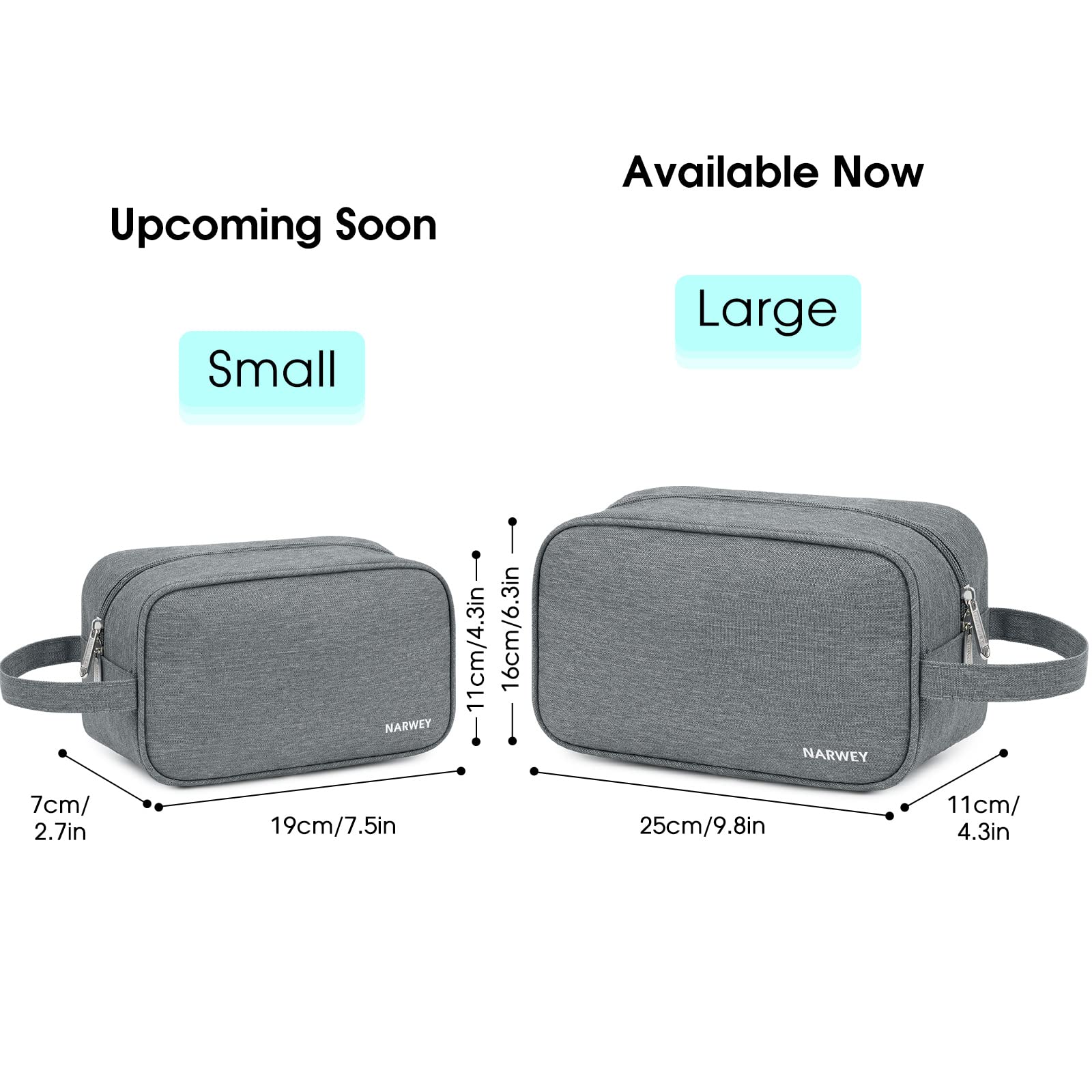 Narwey neceser de viaje gris, interior organizado para fácil acceso