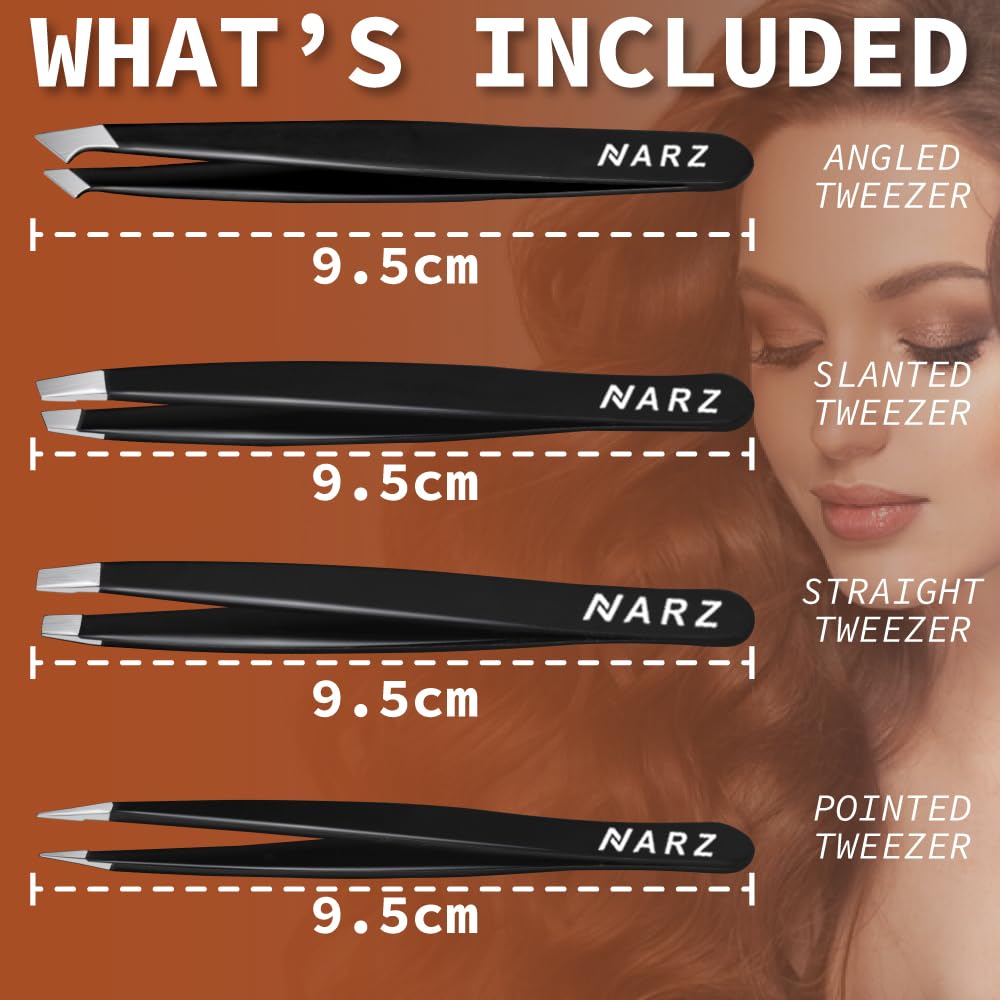 NARZ pinzas con calibración exacta y punta alineada para depilar facial.