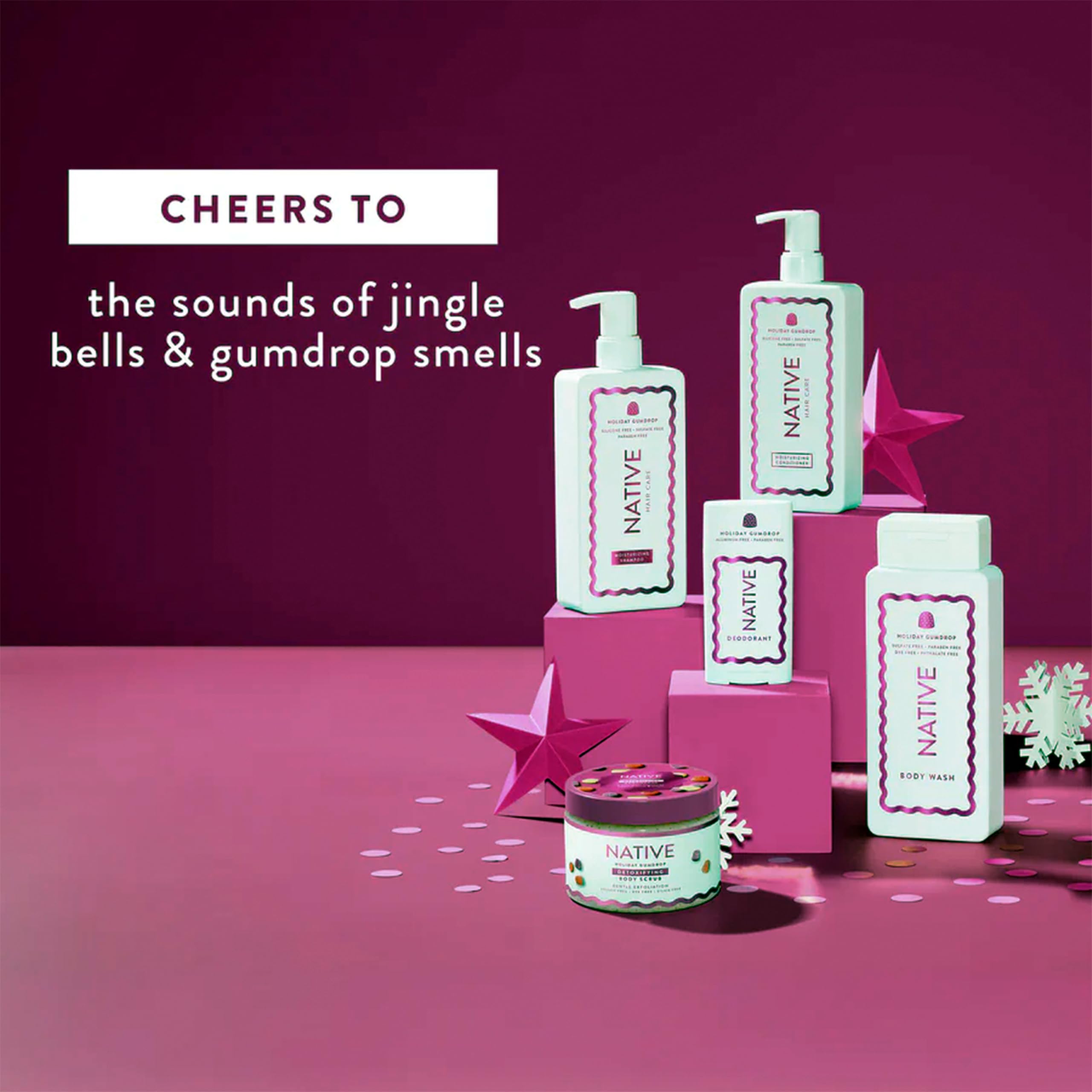 Native Holiday Gumdrop: engagement végan et sans cruauté envers les animaux, sans colorants.
