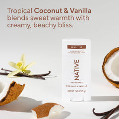 Native Sensitive Desodorante aroma coco y vainilla, notas tropicales