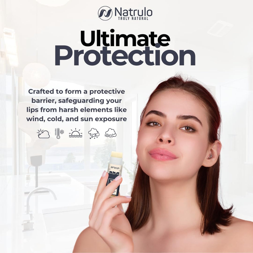 Bálsamo labial Natrulo, aplicación suave y rápida para labios secos.