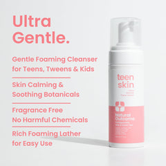 Natural Outcome Teen Skin Ultra Gentle, espuma cremosa para limpieza rápida y cómoda.