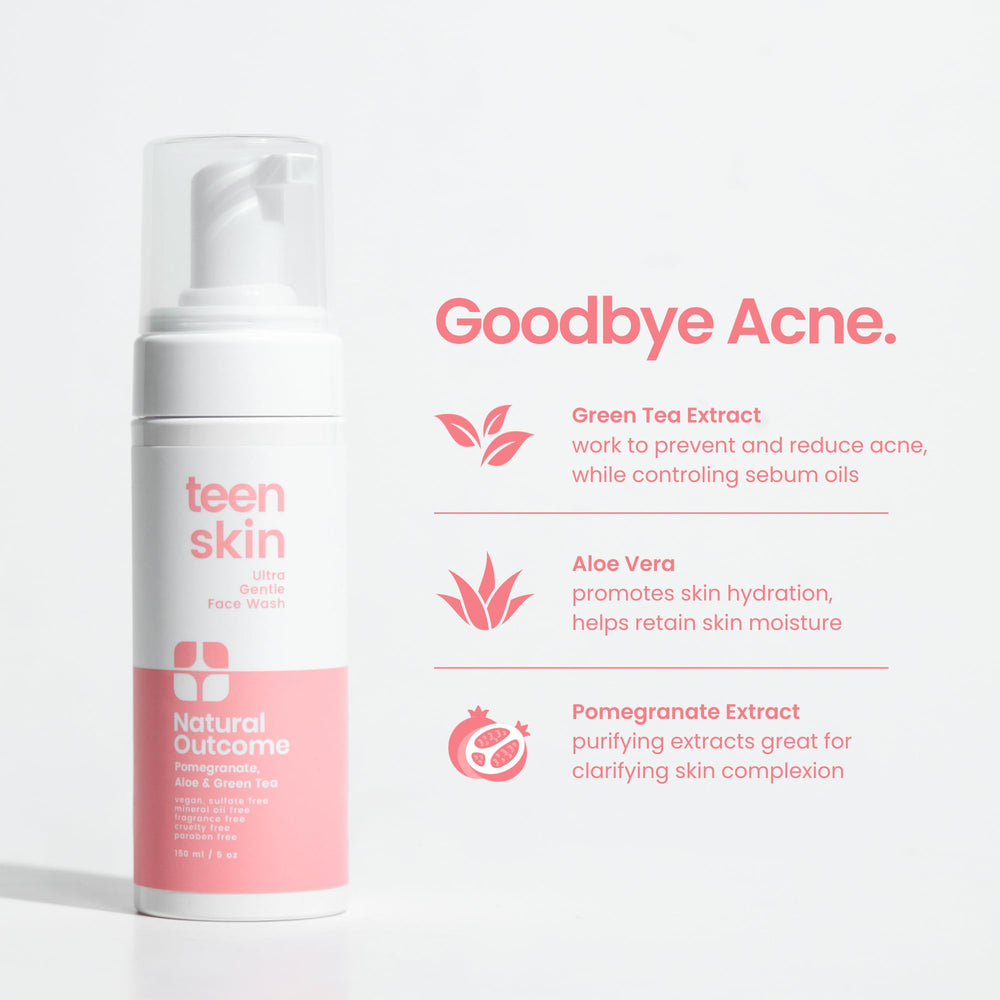 Natural Outcome Teen Skin Ultra Gentle, envase de 5 oz, tamaño práctico para diario.