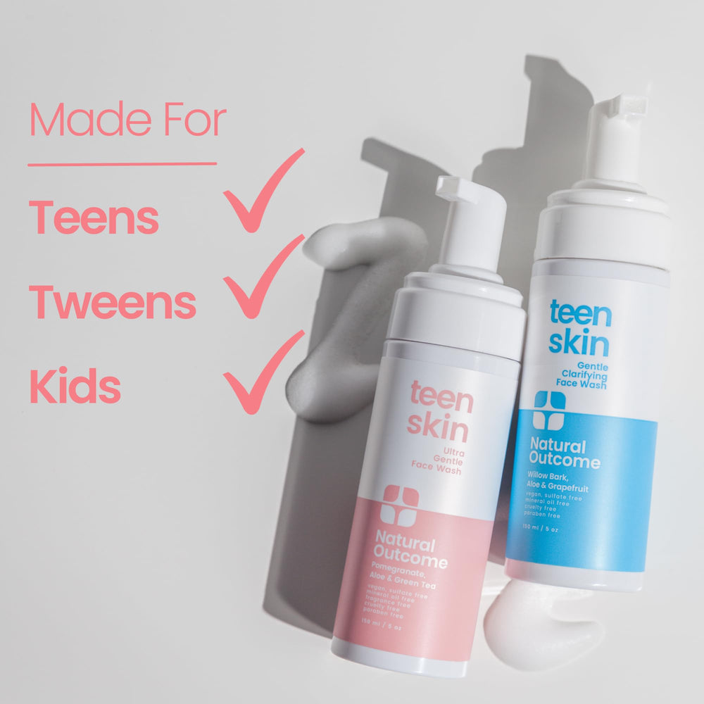 Natural Outcome Teen Skin Ultra Gentle, elaborado en EE. UU. sin químicos agresivos.
