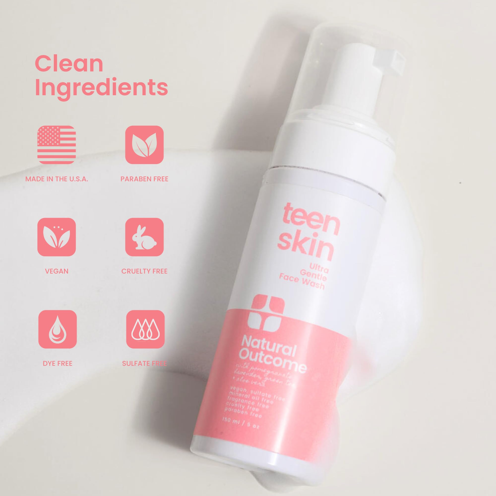 Natural Outcome Teen Skin Ultra Gentle, ingrediente de té verde para limpieza natural.