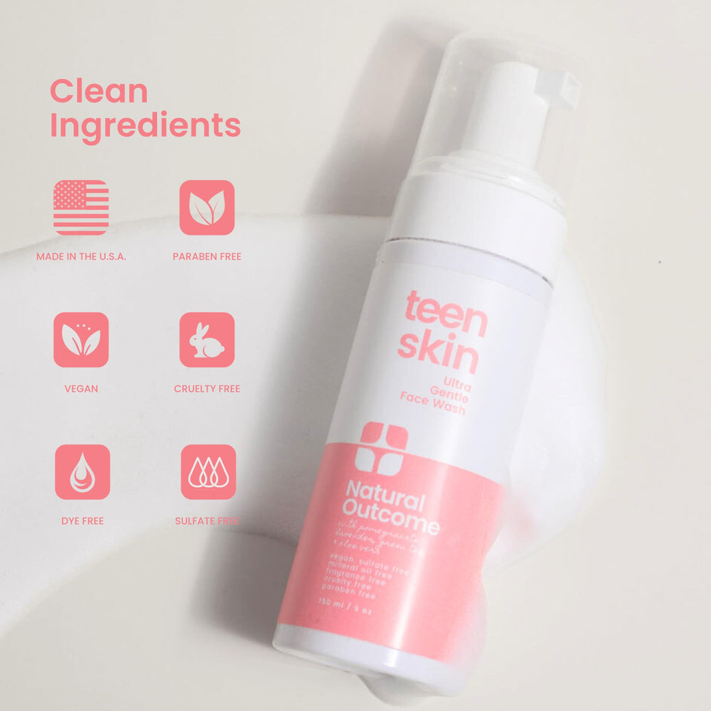 Natural Outcome Teen Skin Ultra Gentle, ingrediente de té verde para limpieza natural.
