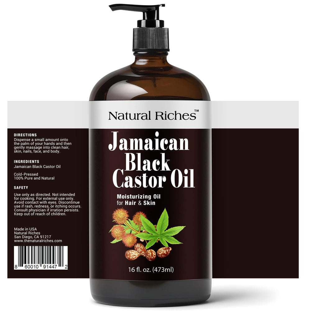Natural Riches aceite de ricino negro jamaicano para revitalizar el cabello.