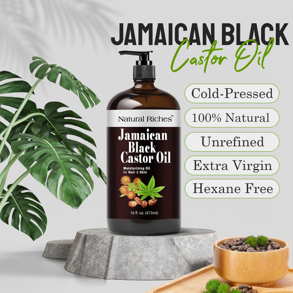 Natural Riches aceite de ricino jamaicano para hidratación profunda de la piel.