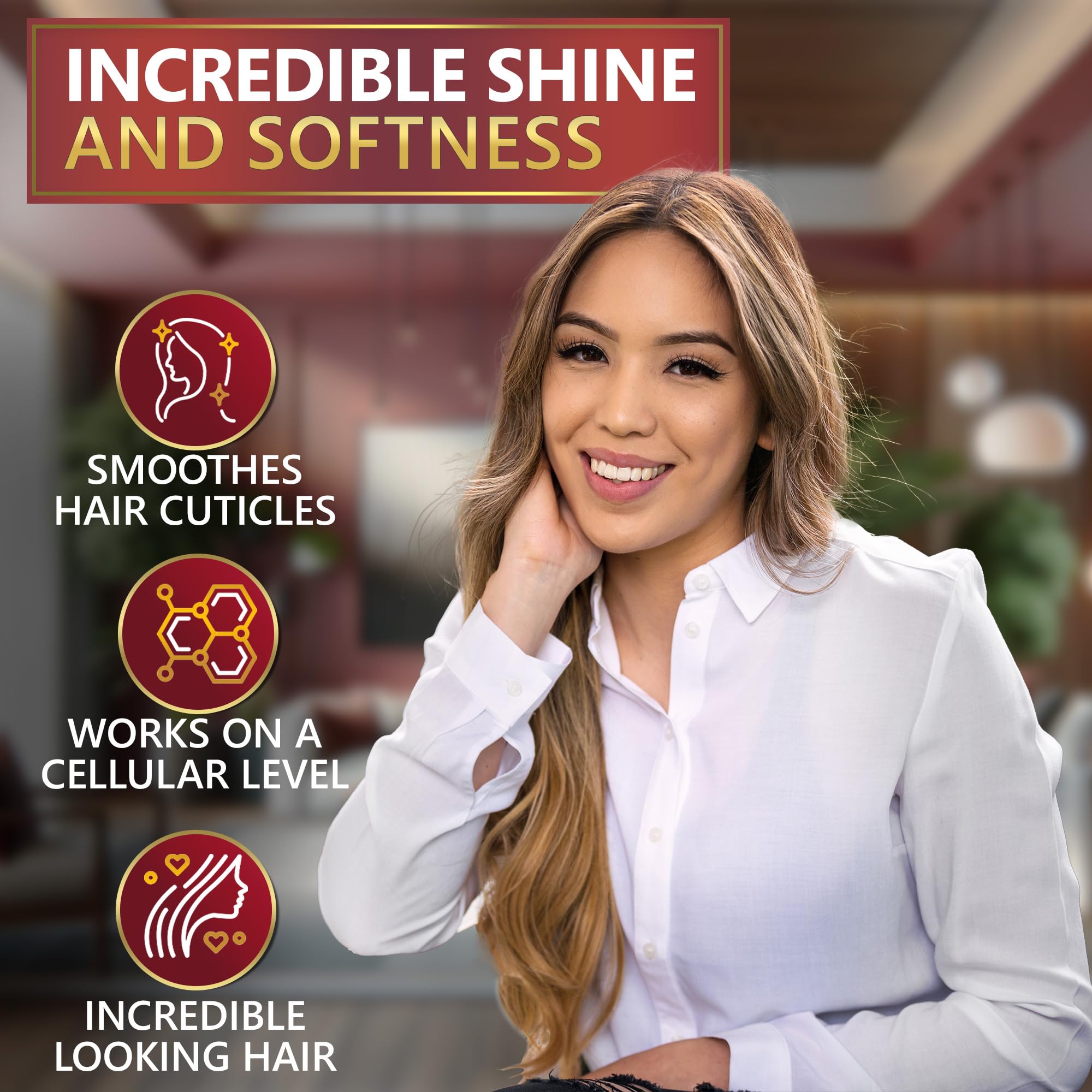 NATURAVIS hair shine close-up highlighting glossy strands