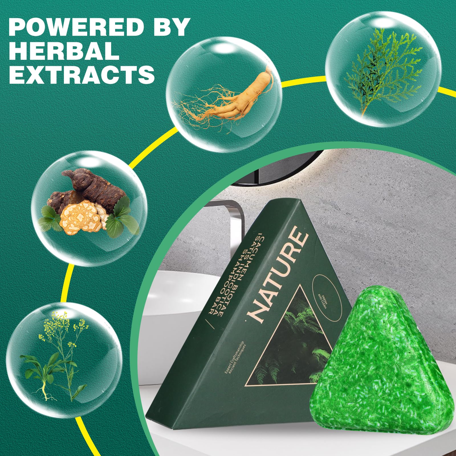Nature Siete Verde extracto de raíz de ginseng y usman para cabello suave.