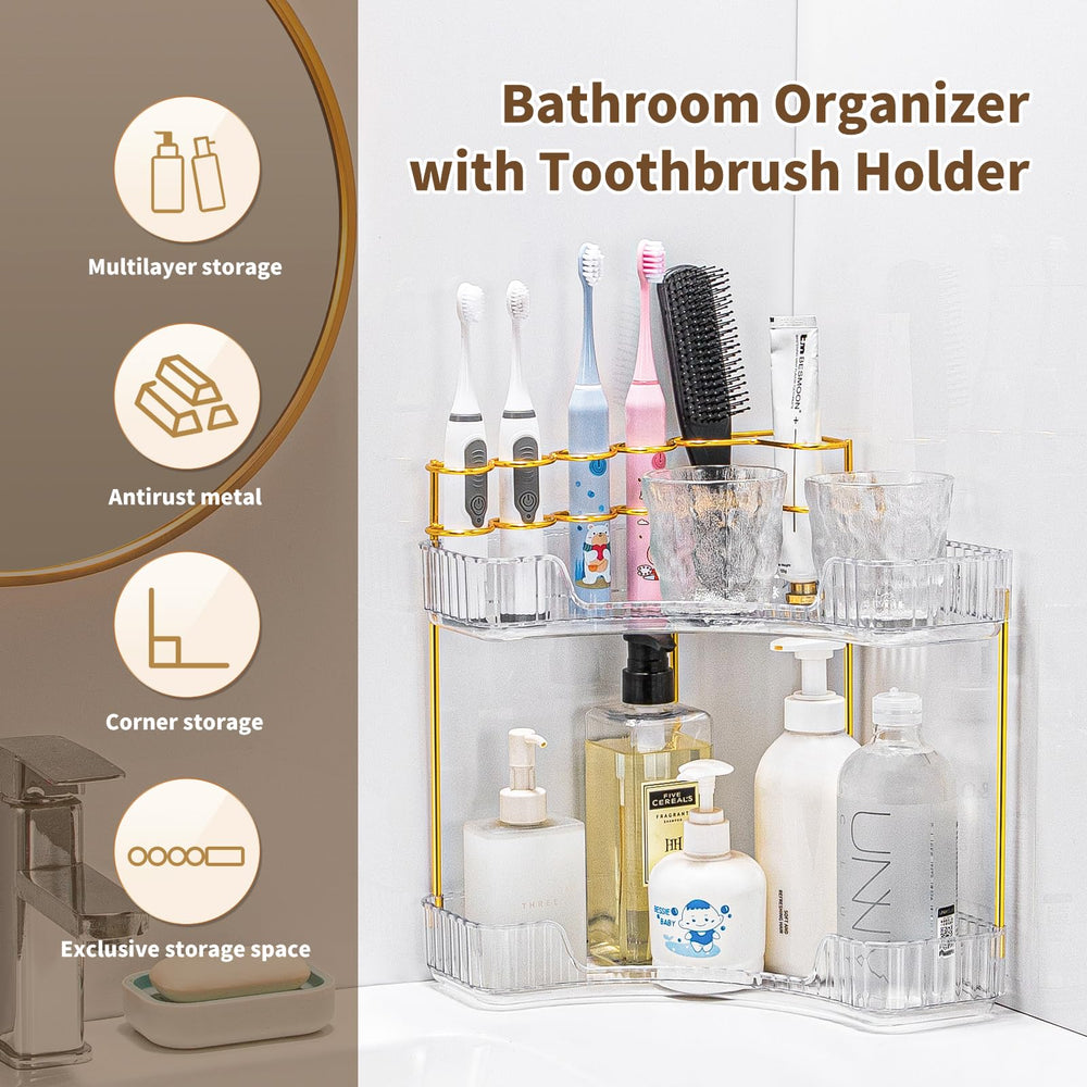 NATURE'S SOURCE organizador compacto para baño, aprovecha cada rincón de la encimera.