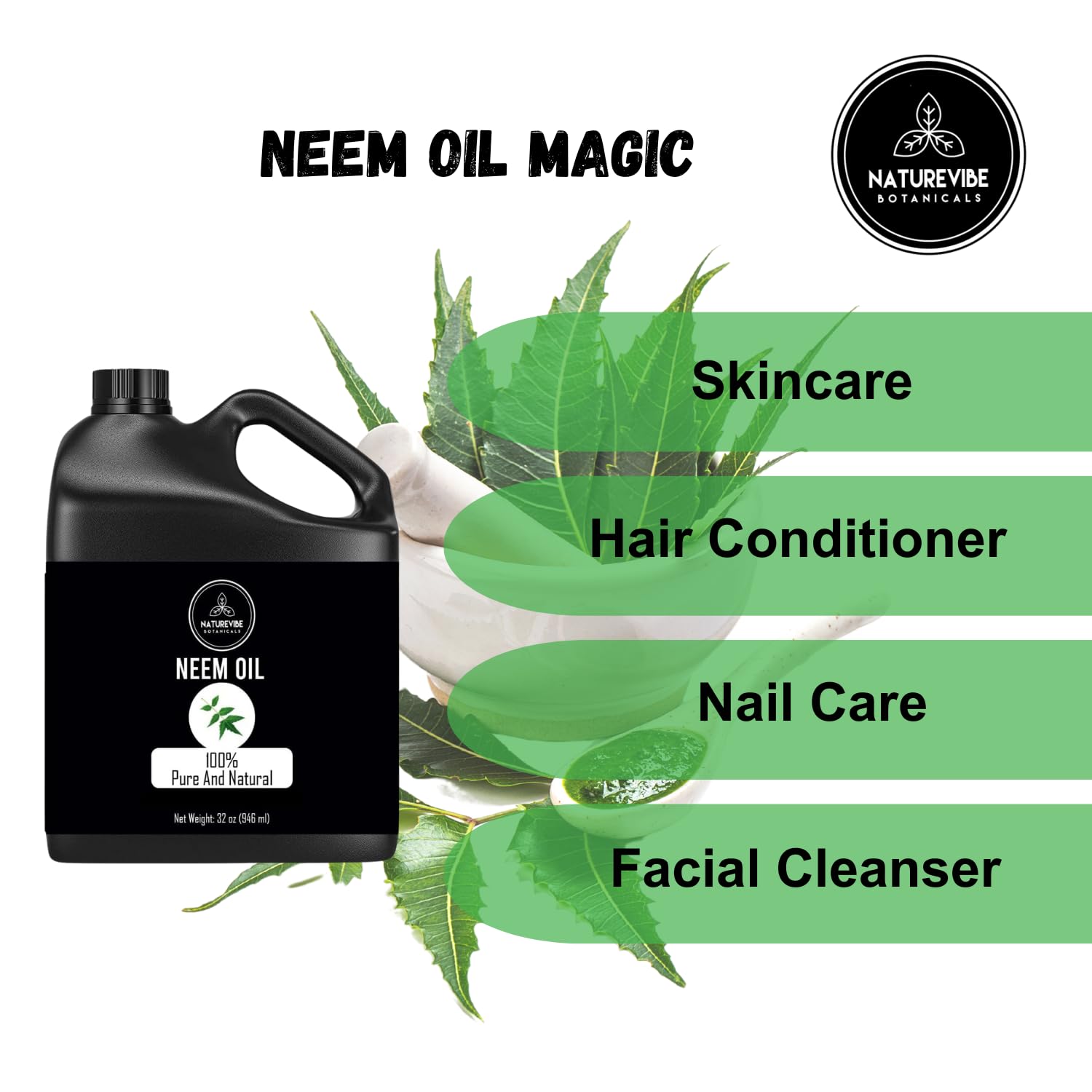 Naturevibe Botanicals Aceite de Neem, aroma suave y natural para uso diario