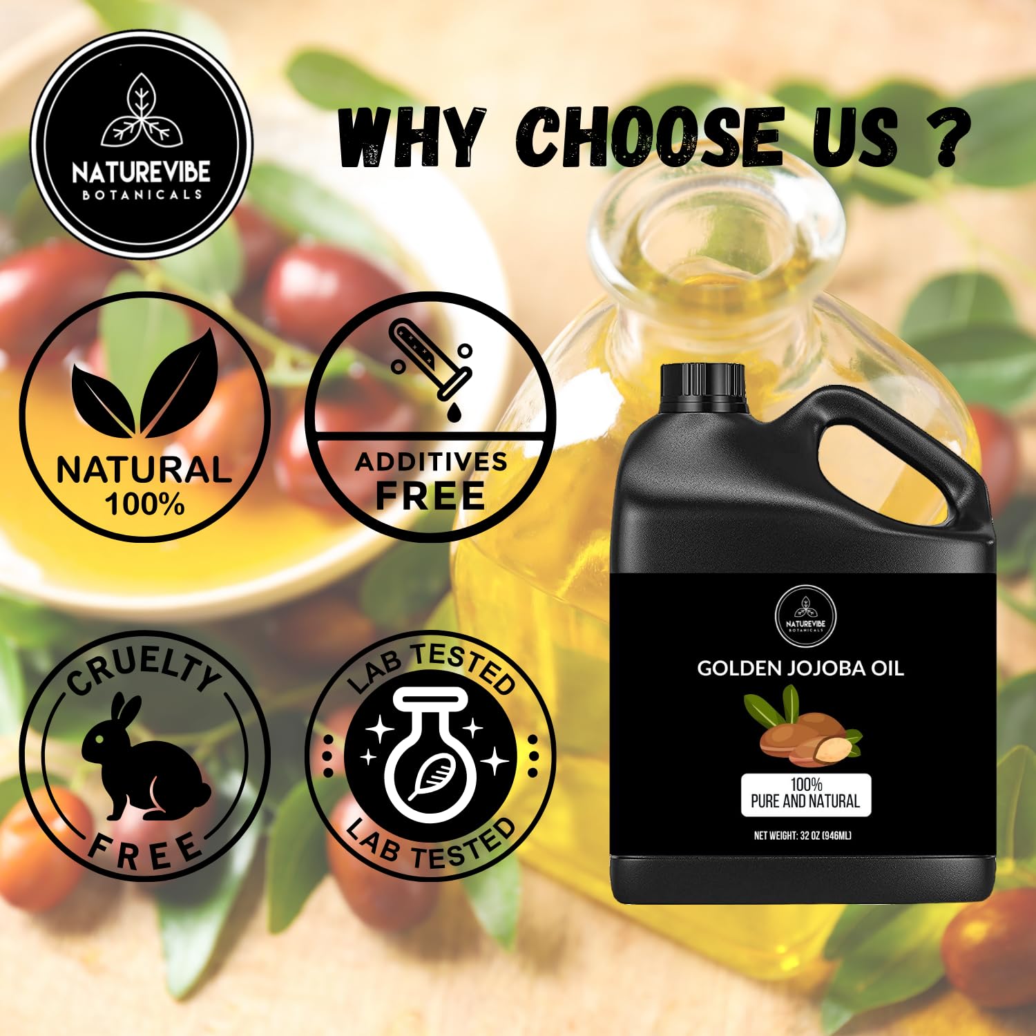 Naturevibe Botanicals Aceite Jojoba Dorado antioxidante para piel
