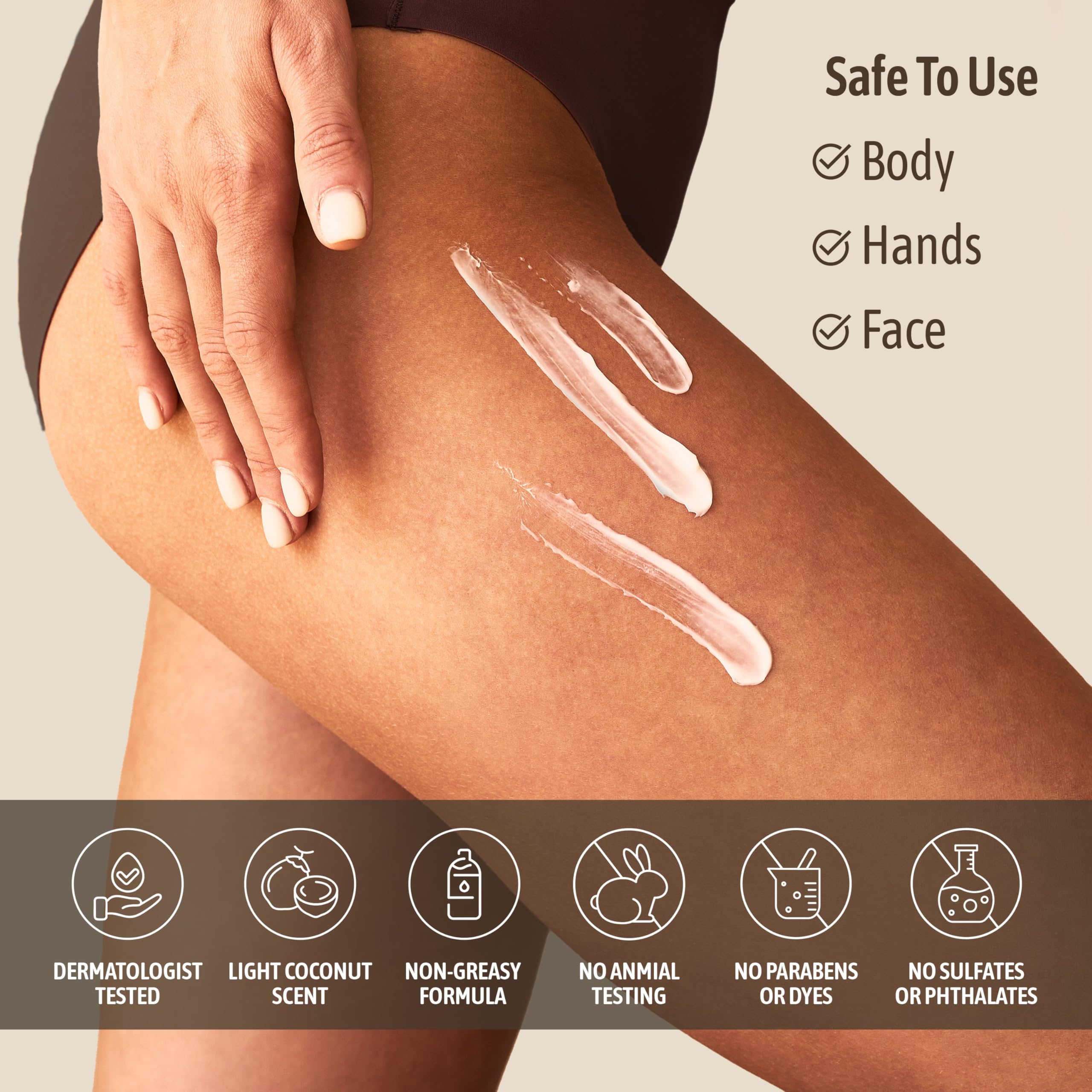 NatureWell crema coco, no grasa deja la piel nutrida.