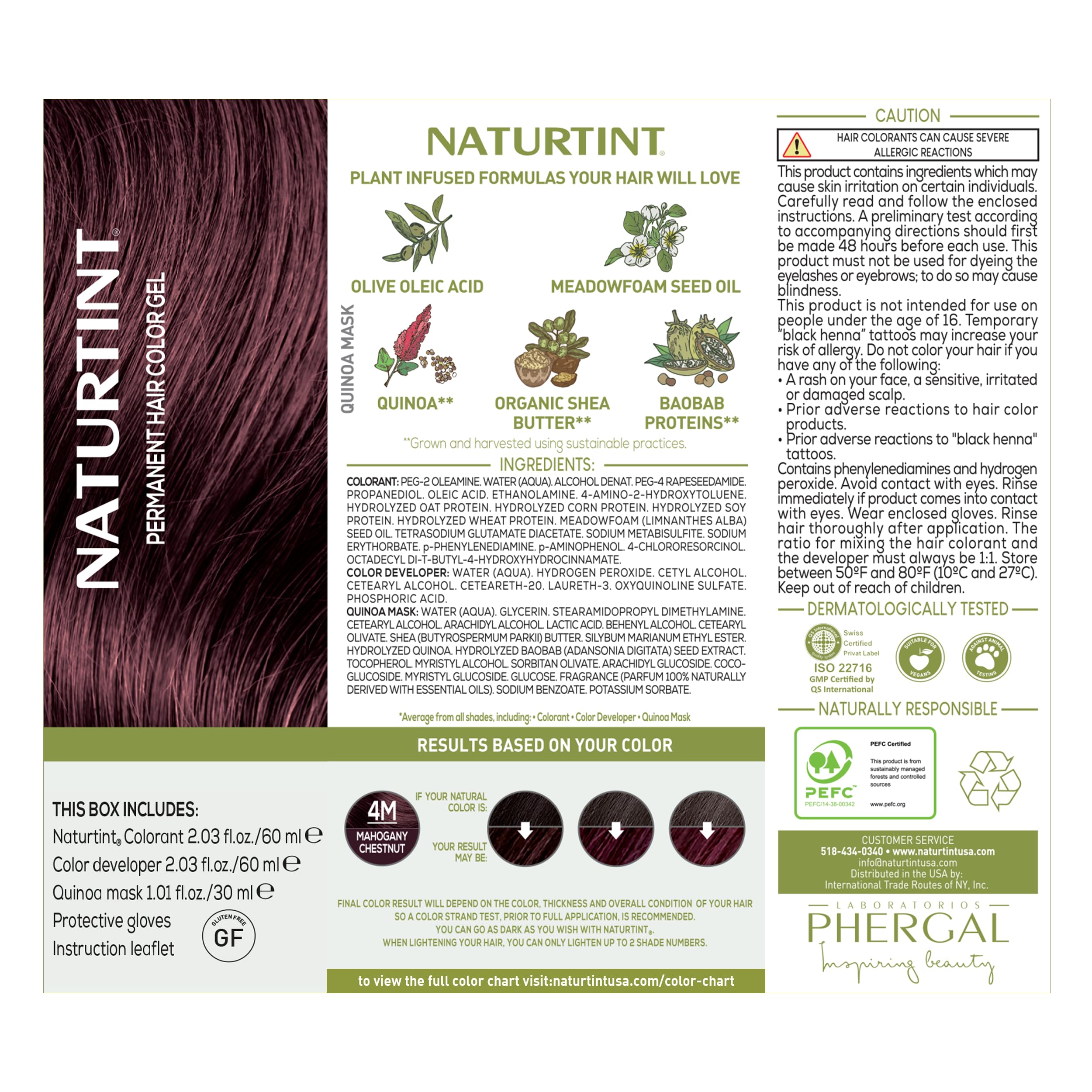 Naturtint 4M Caoba Castaño: certificados USDA e ISO 16128, respaldo sostenible