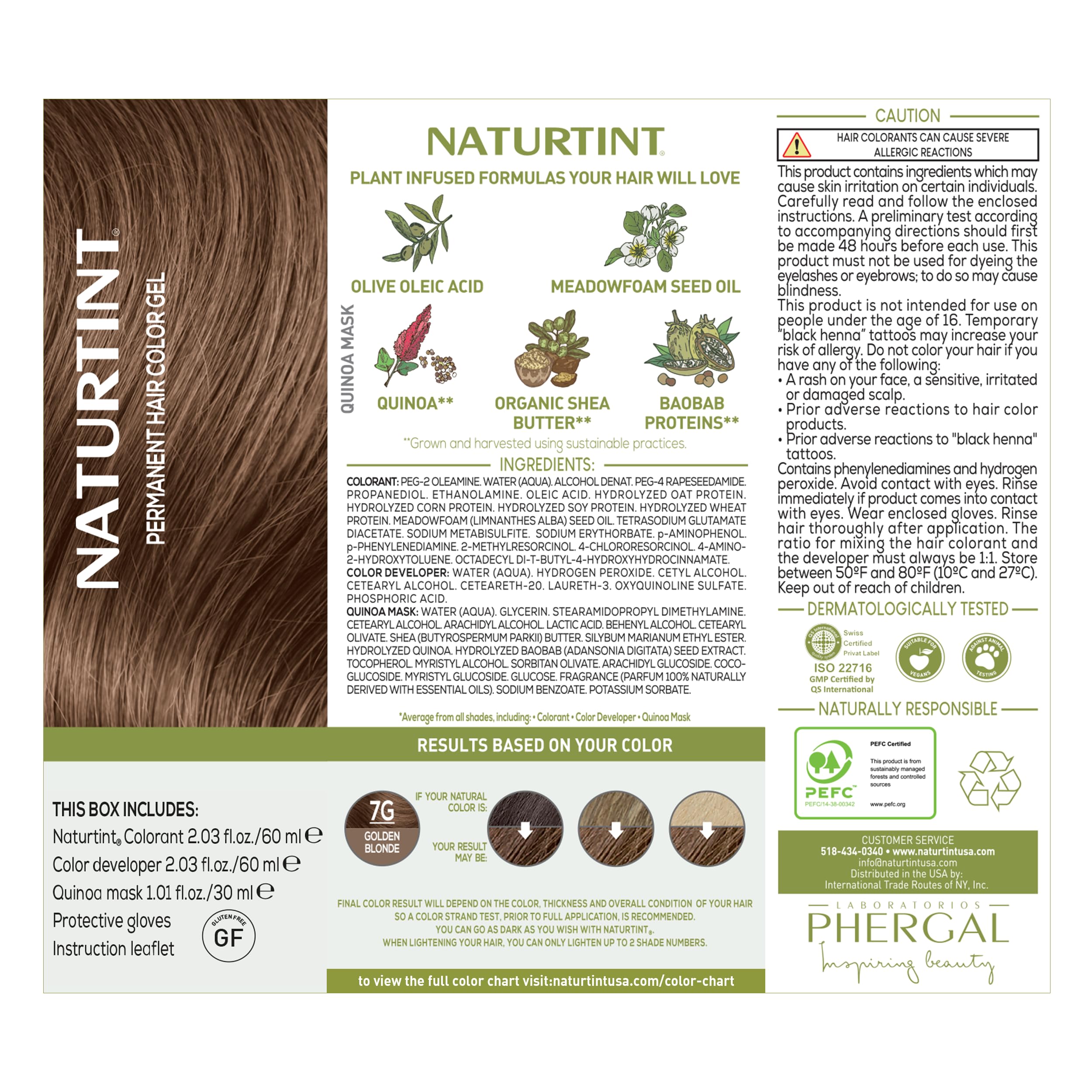 Naturtint 7G rubio-dorado, cobertura de canas de hasta 100%.
