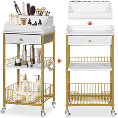 NauwaBarn carro organizador de maquillaje 2 en 1 con ruedas, ahorro de espacio diario.
