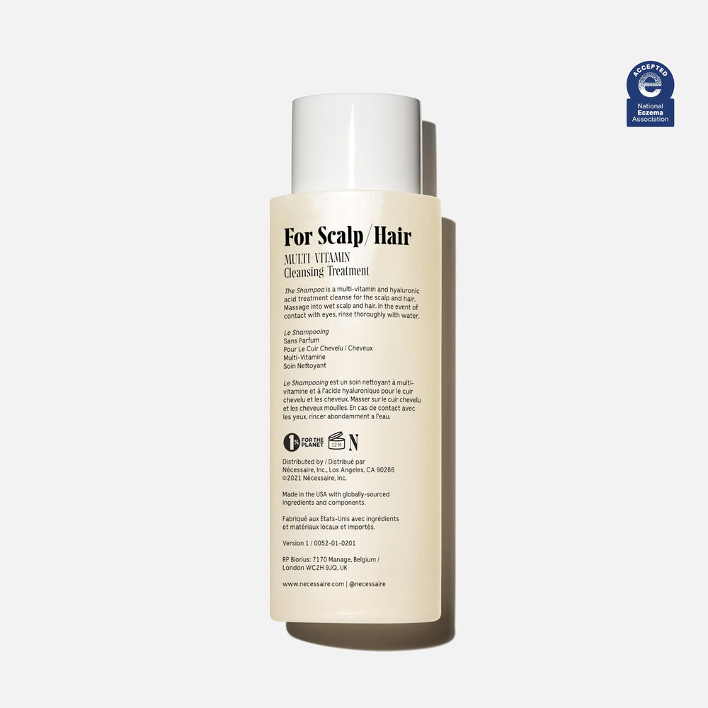 Nécessaire Shampoo Hialuronico, espuma suave para limpieza delicada y cabello hidratado.