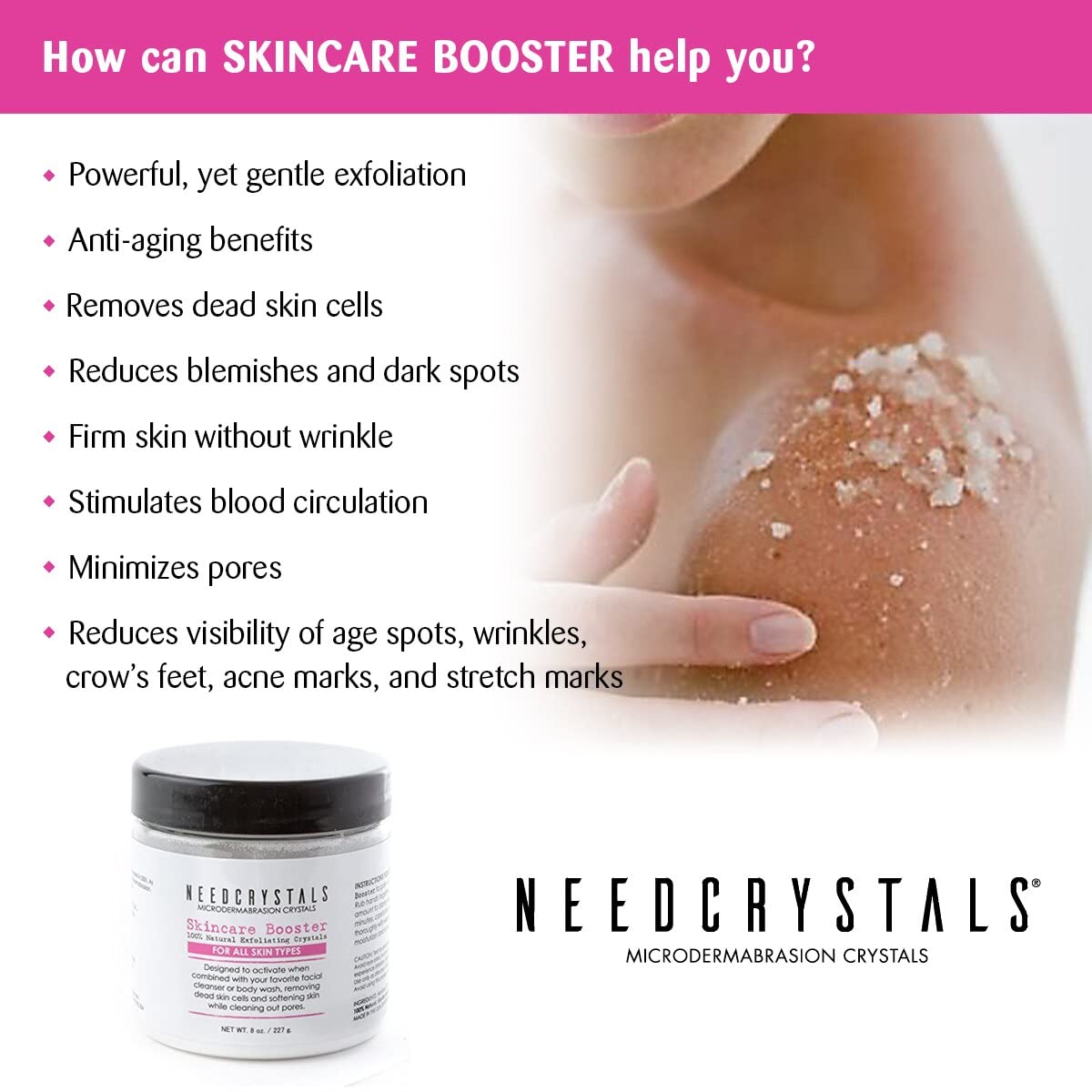 NeedCrystals glowing skin after use hints at a luminous, even complexion