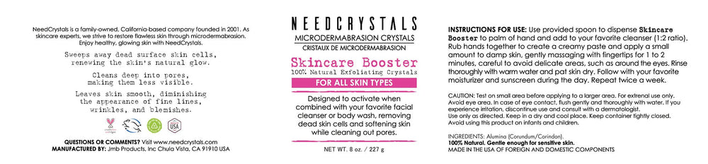 NeedCrystals packaging label highlights product details and quality promise