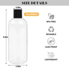 Botellas de plástico PET transparentes Neendohome, 16 onzas, para ver el nivel de líquido de un vistazo.