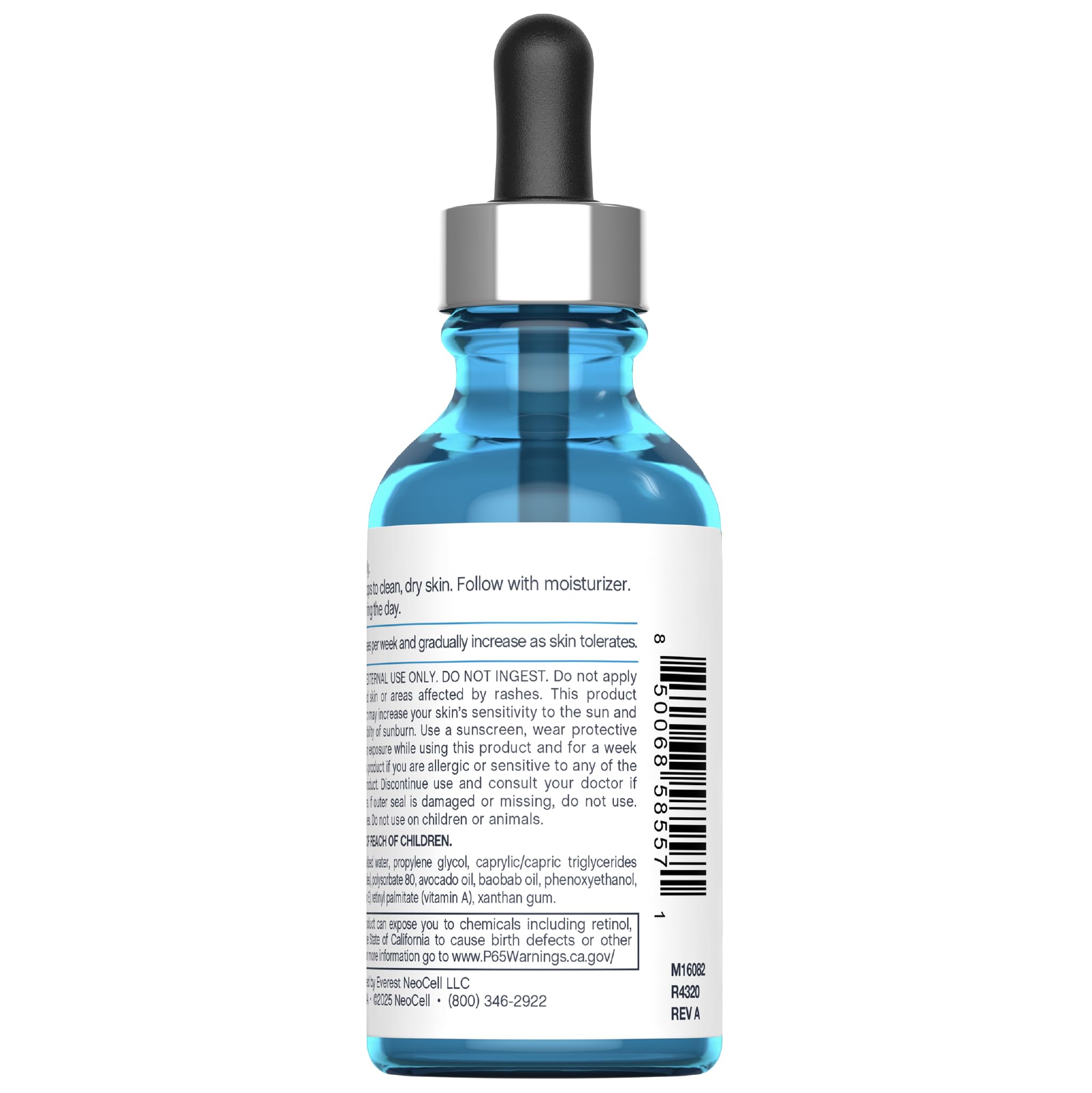 NeoCell Retinol Serum, contiene aceite de aguacate para nutrición cutánea.