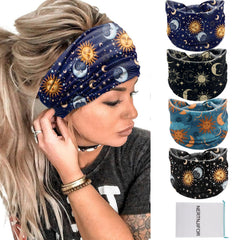 Diadema Nertnjifor con estrellas y luna, diseño amplio y cómodo para frente y pelo.