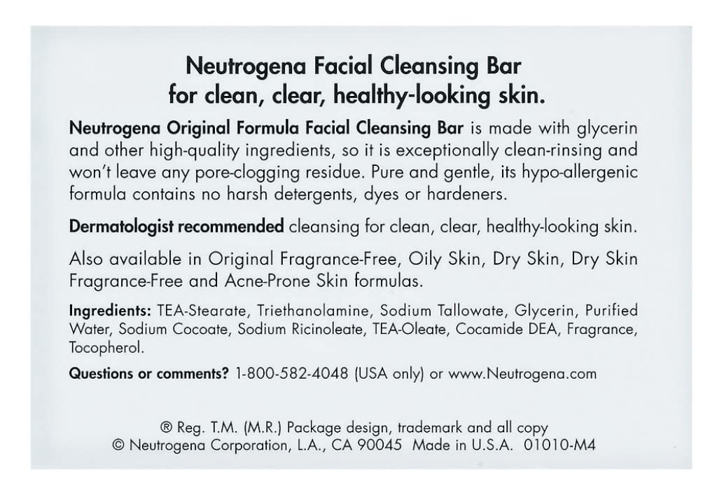 Jabón facial Neutrogena Original con glicerina para piel equilibrada.