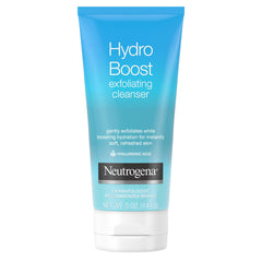 Neutrogena Hydro Boost Exfoliating Face Wash, aplicación en la mano para exfoliación suave.