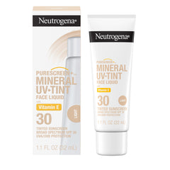 Neutrogena Purescreen+ Mineral UV Tint aplicado suave, difuminando imperfecciones para tono natural.