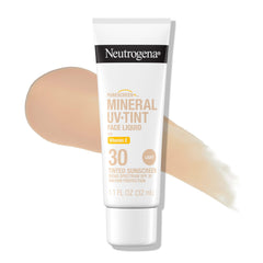 Neutrogena Purescreen+ Mineral UV Tint en botella, protección mineral para el rostro.