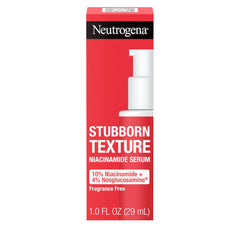 Neutrogena Stubborn Texture Serum, botella 1oz, textura de piel refinada.