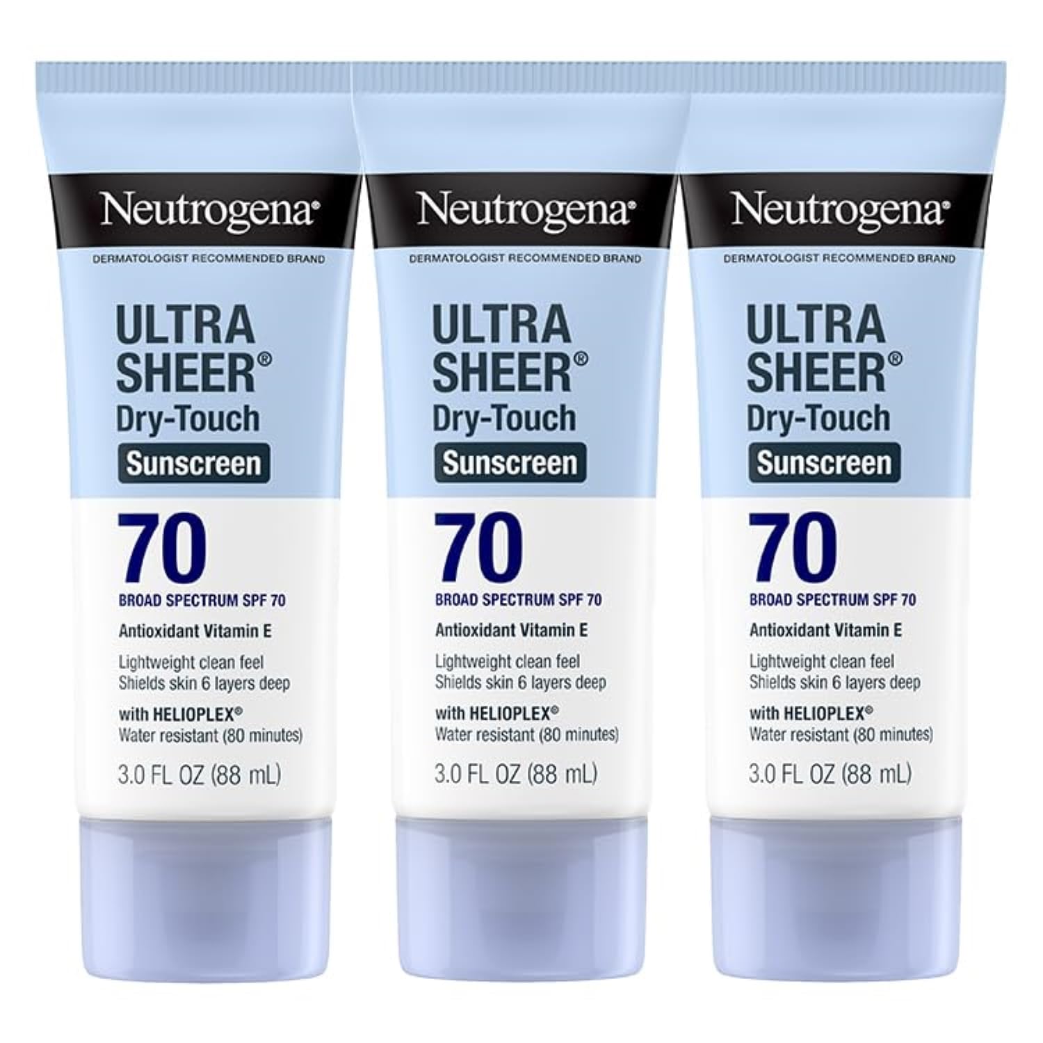 Neutrogena Ultra Sheer Dry-Touch: tubo de 3 oz para protección diaria.