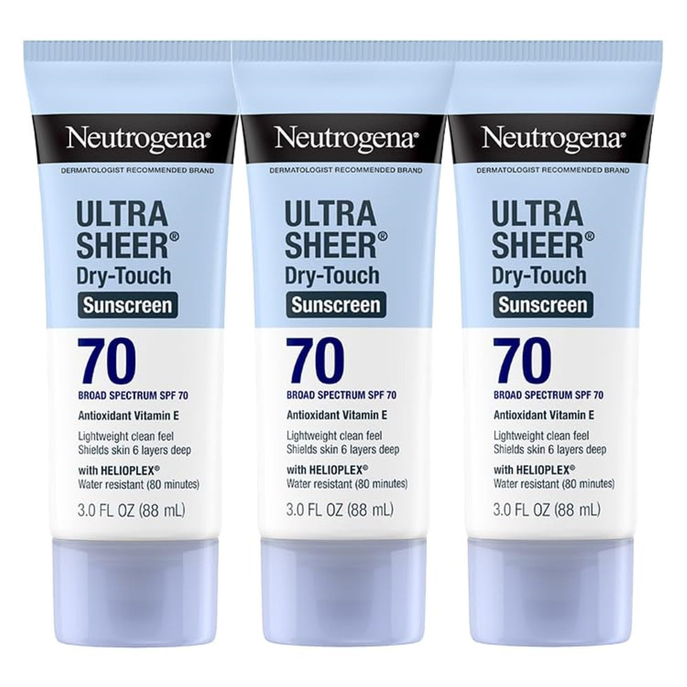 Neutrogena Ultra Sheer Dry-Touch: tubo de 3 oz para protección diaria.